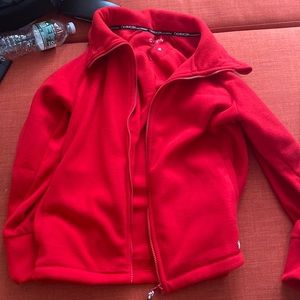 Red Calvin clean zip up hoodie